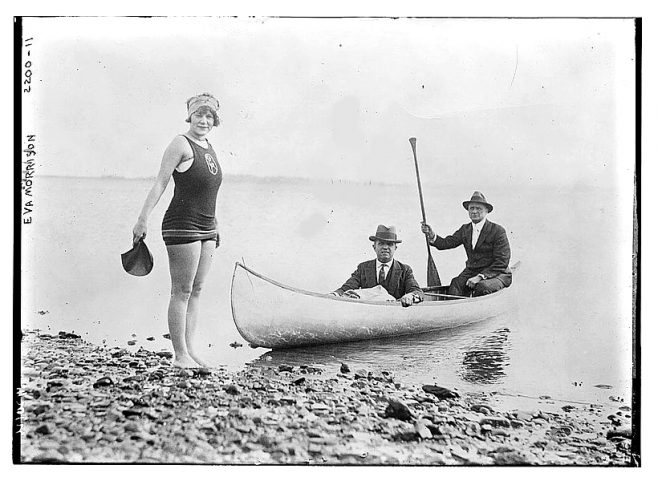 Eva Morrison with trainer Michael Tonely in canoe