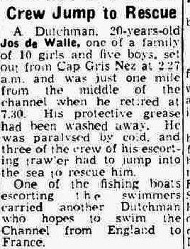 Jos de Walle fails - Evening Sentinel 23/8/1950