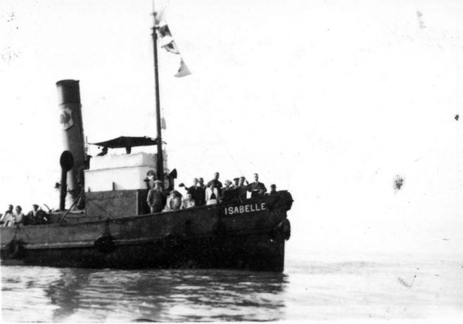 Photograph of 'Isabelle' the Pilot Boat which accompanied Sunny Lowry swimming the Channel