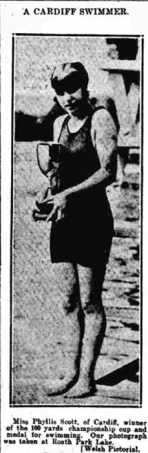 Phyllis Scott, a Cardiff Swimmer - Western Mail 27/7/1921